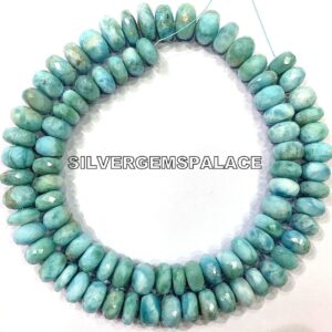 AAA+ Natural Larimar Gemstone Beads Strand Faceted Larimar Rondelle Beads Genuine Larimar Beads Great Luster Larimar String Wholesale Beads.