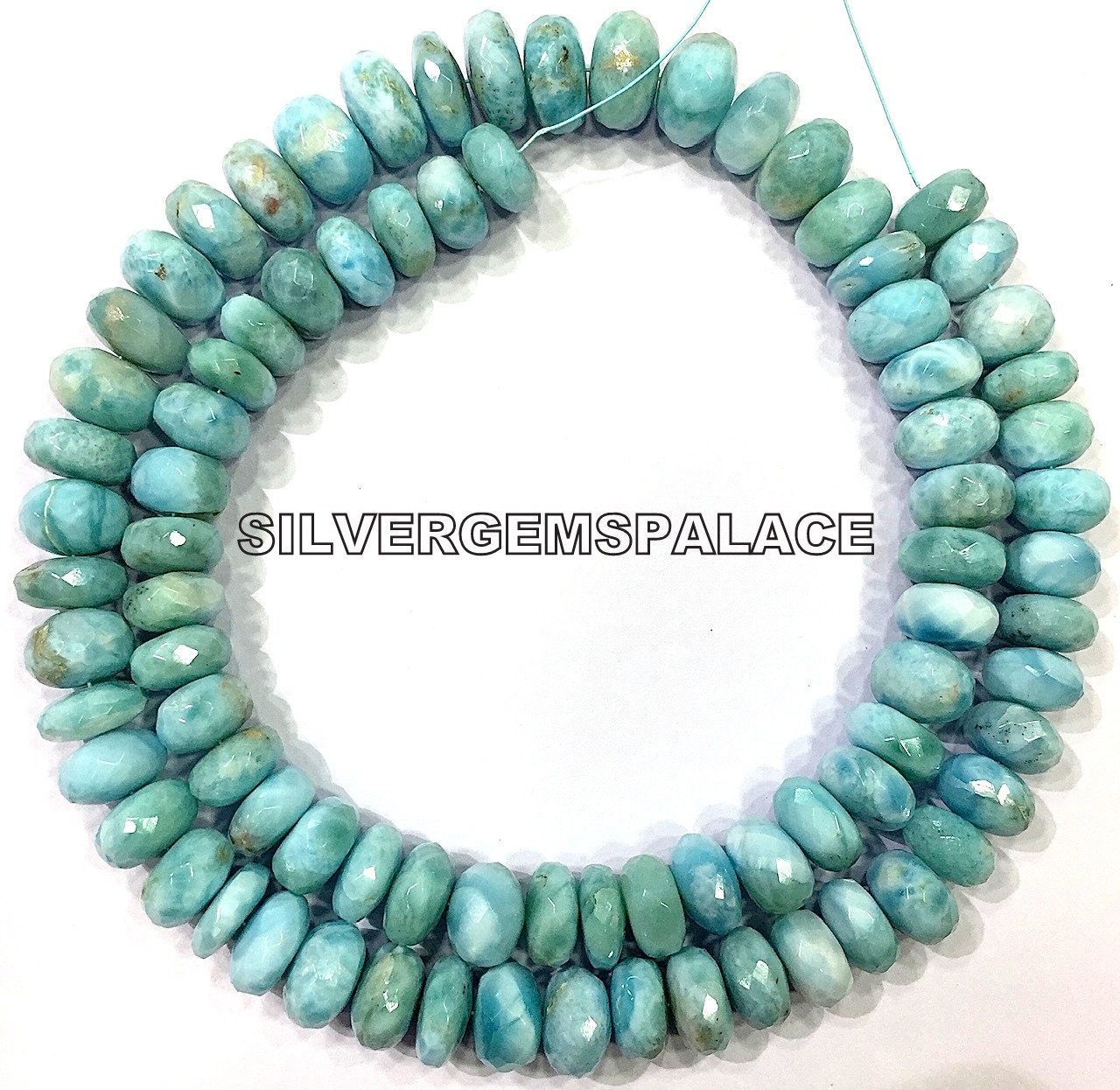 Aaa+ Natural Larimar Gemstone Beads Strand Faceted Larimar Rondelle Beads Genuine Larimar Beads Great Luster Larimar String Wholesale Beads.