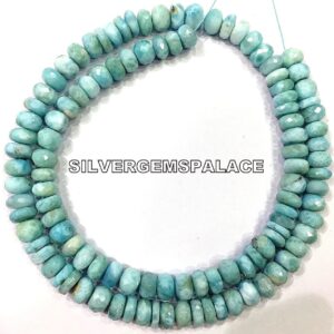 AAA+ Natural Larimar Faceted Rondelle Beads Larimar Gemstone Beads 7.MM Rondelle Beads Strand Great Luster Beads Jewelry Making Beads.