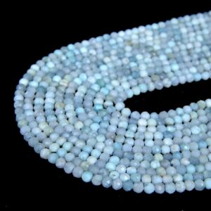 Genuine Natural Dominican Larimar Gemstone Caribbean Light Blue 2mm 3mm Micro Faceted Round Beads 15.5 Inch Full Strand Lot 1,2,6,12 And 50