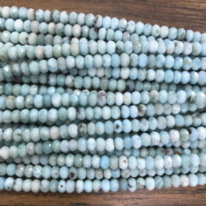 Natural Larimar 4x3mm 5x3mm Faceted Rondelle Gemstone Beads - 15.5 inches strand