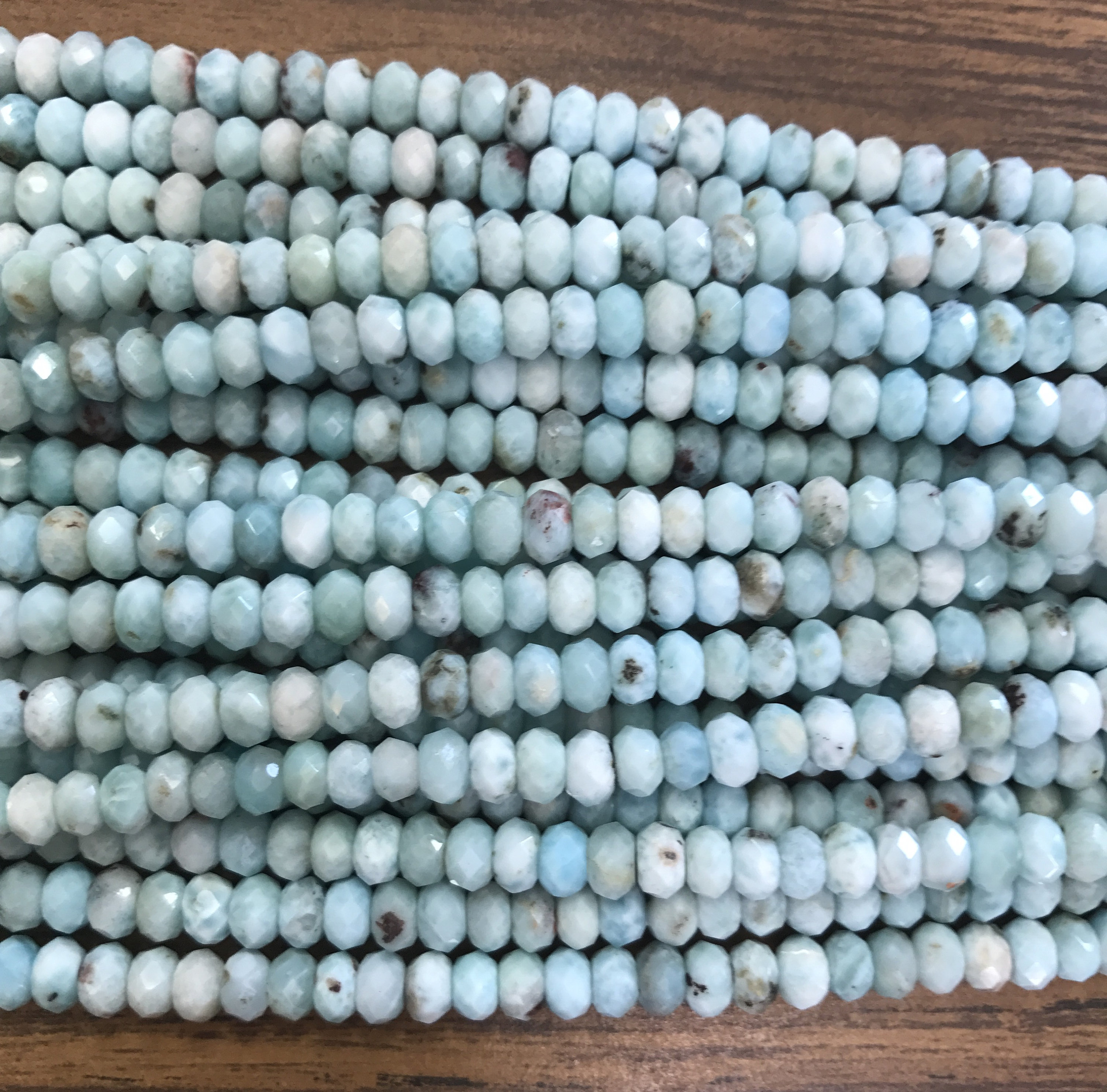 Natural Larimar 4x3mm 5x3mm Faceted Rondelle Gemstone Beads - 15.5 Inches Strand
