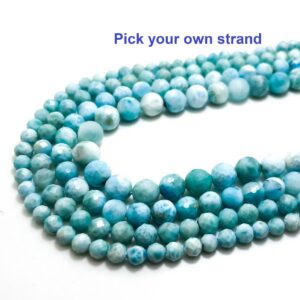 Natural Larimar Beads, High Quality Genuine Blue Larimar Natural Gemstone Faceted Round Sphere Stone Gemstone - Rnf98 Natural Larimar Beads, High Quality Genuine Blue Larimar Natural Gemstone Faceted Round Sphere Stone Gemstone - Rnf98