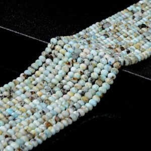 Natural Dominican Larimar Gemstone Grade A 5X3MM Micro Faceted Rondelle Loose Beads 15 inch Full Strand (80018123-P89)