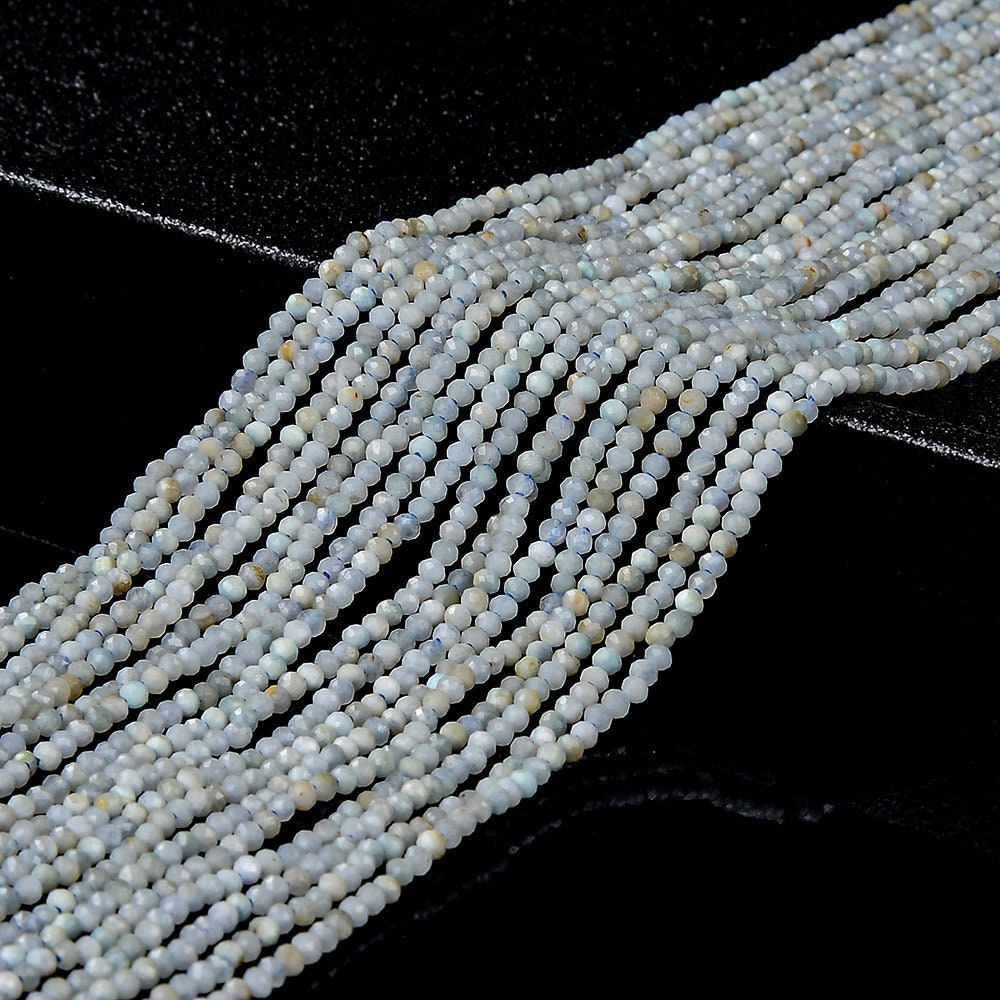 Natural Dominican Larimar Gemstone Grade A 2mm Micro Faceted Round Loose Beads 15 Inch Full Strand (80018187-p95)