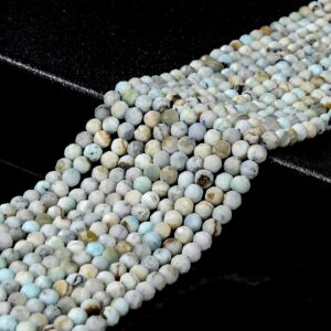 Natural Dominican Larimar Gemstone Grade A Micro Faceted Round 3MM 5MM Loose Beads 15 inch Full Strand (P95)