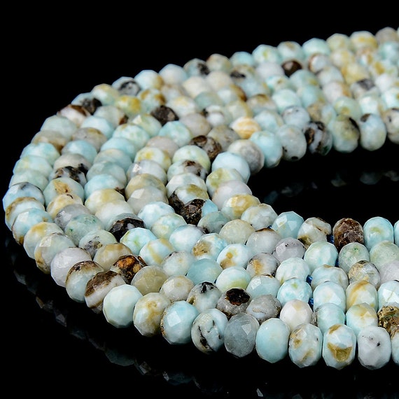 Natural Dominican Larimar Gemstone Grade A 5x3mm Micro Faceted Rondelle Beads 15 Inch Full Strand Bulk Lot 1,2,6,12 And 50 (80018123-p89)