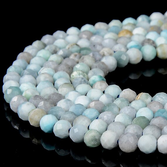 Natural Dominican Larimar Gemstone Grade Aa 4mm Micro Faceted Round Beads 15 Inch Full Strand Bulk Lot 1,2,6,12 And 50 (80018193-p95)