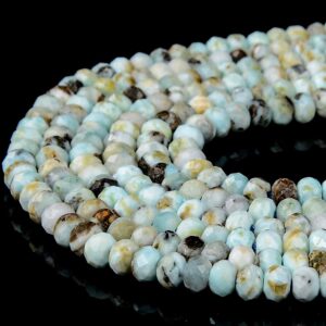Natural Dominican Larimar Gemstone Grade A 5x3mm Micro Faceted Rondelle Loose Beads 15 Inch Full Strand (80018123-p89)