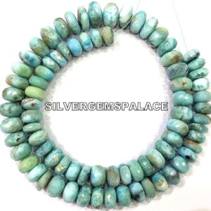 Natural Larimar Gemstone Beads Strand Faceted Larimar Rondelle Beads Genuine Larimar Beads Large Larimar Rondelle Beads Genuine Larimar.