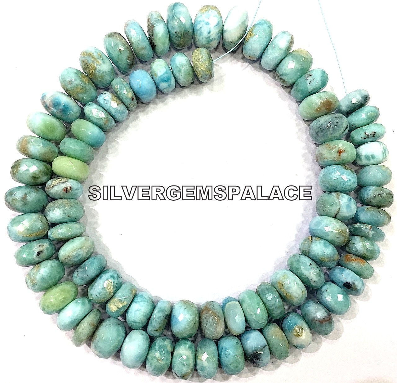 Natural Larimar Gemstone Beads Strand Faceted Larimar Rondelle Beads Genuine Larimar Beads Large Larimar Rondelle Beads Genuine Larimar.