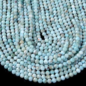 Natural Larimar Gemstone Grade A Micro Faceted Round 2mm 4mm 5mm Loose Beads Full Strand Bulk Lot 1,2,6,12 And 50 (p52)