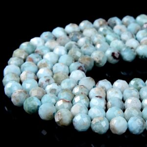 Natural Larimar Gemstone Grade A Micro Faceted Round 2mm 3mm 4mm 5mm Loose Beads Full Strand (p52)
