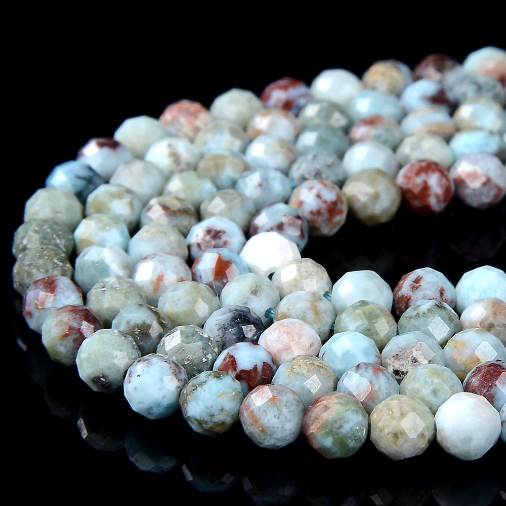 Natural Larimar Gemstone Micro Faceted Round 2mm 3mm 4mm 5mm Loose Beads 15 Inch Full Strand (p52)