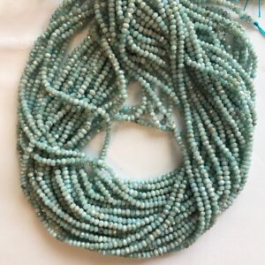 natural genuine larimar 3x2mm faceted roundelle Beads-15.5 inch strand