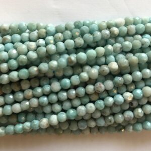 natural genuine larimar 4mm faceted round Beads-15.5 inch strand