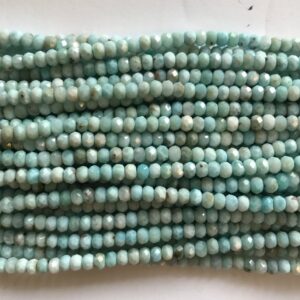 natural genuine larimar 5x3mm faceted rondelle Beads-15.5 inch strand