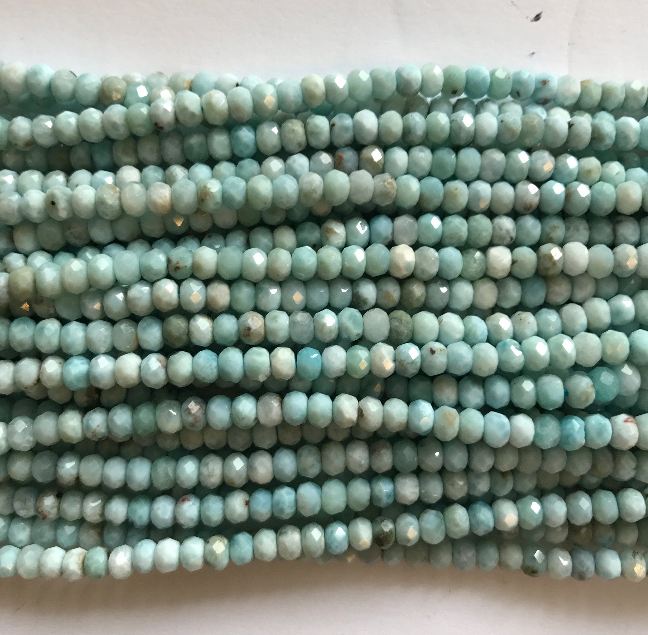 Natural Genuine Larimar 5x3mm Faceted Rondelle Beads-15.5 Inch Strand