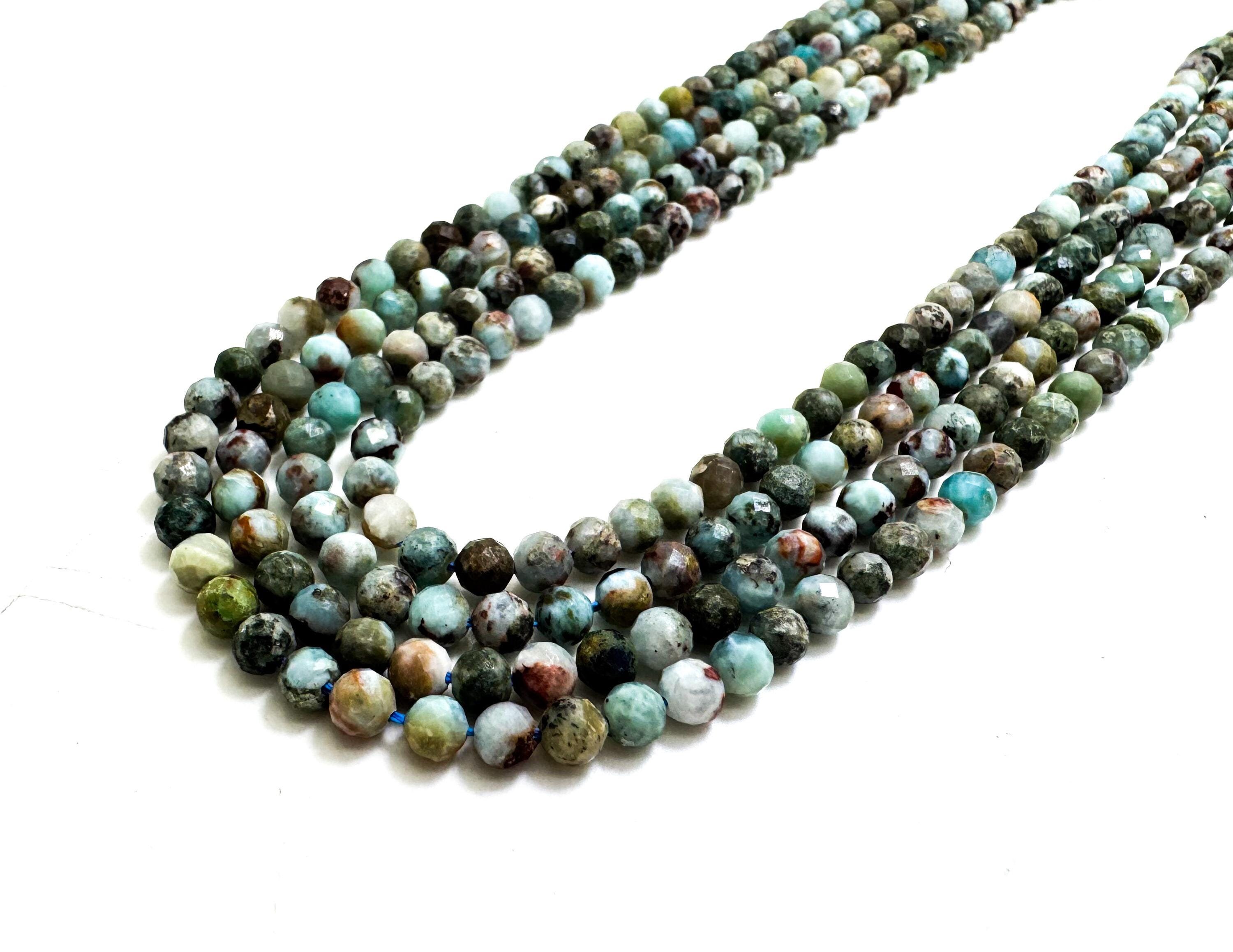 Natural Grade Ab Blue Larimar Faceted Round 4mm Gemstone Beads - Rnf21 Natural Grade Ab Blue Larimar Faceted Round 4mm Gemstone Beads - Rnf21