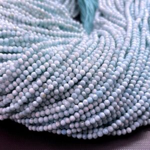 Natural Larimar Faceted Rondelle Beads: Super Fine Quality, 3mm, 13" Strand
