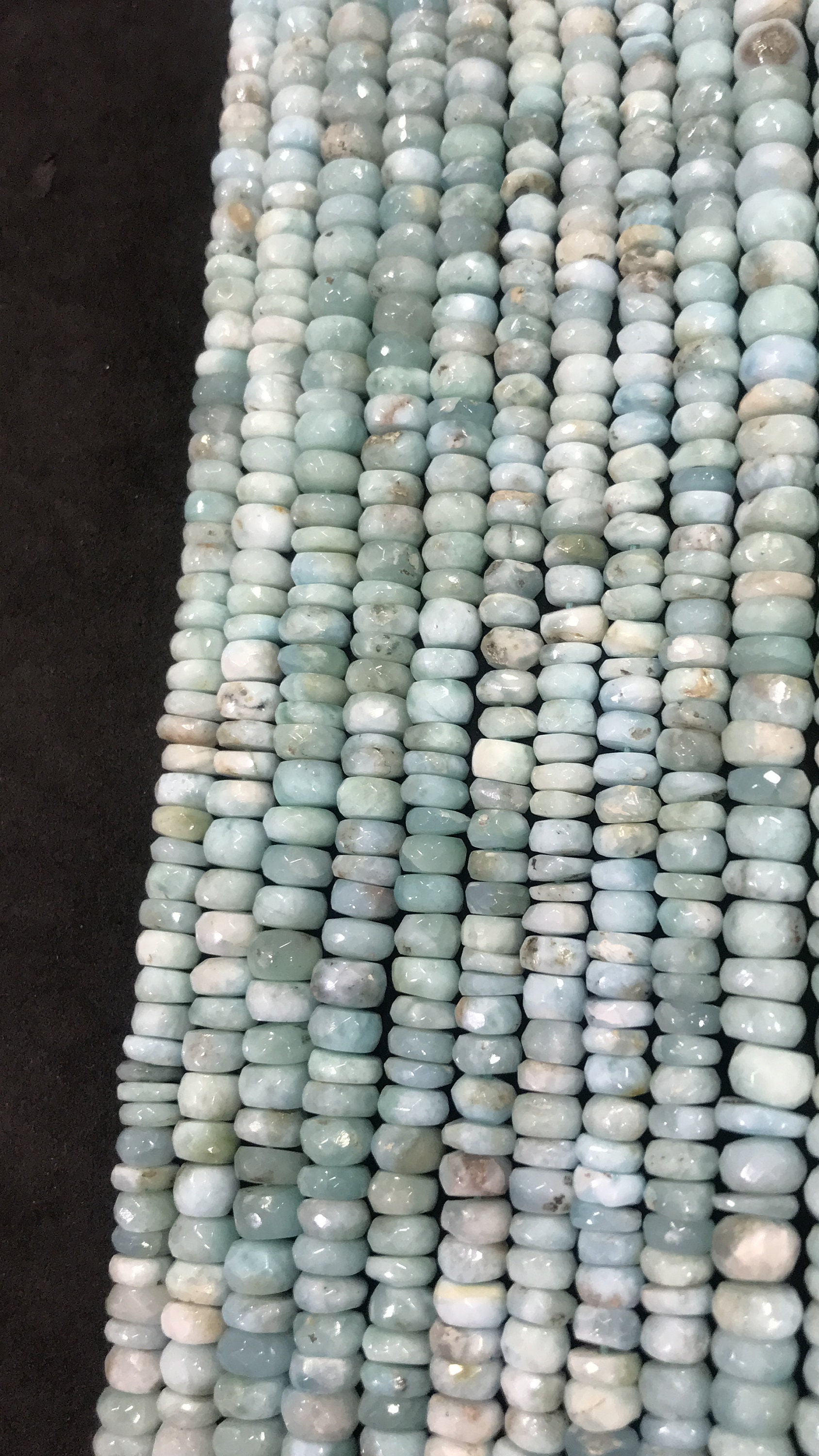 Natural Larimar Faceted Rondelle Shape Gemstone Beads Size- 5-6 Mm, 14 Inch Strand For Making Jewelry Natural Larimar Faceted Rondelle Shape Gemstone Beads Size- 5-6 Mm, 14 Inch Strand For Making Jewelry