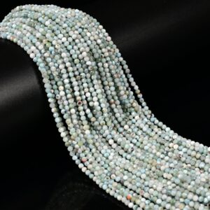 Natural Larimar Faceted Round Beads Size 2.5mm 15.5'' Strand Natural Larimar Faceted Round Beads Size 2.5mm 15.5'' Strand