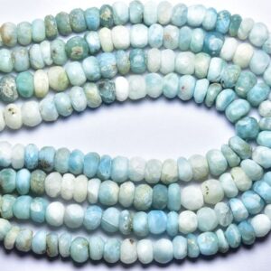 Larimar Rondelle Beads - 10 Inches - Natural Organic Matte Finished Irregular Faceted Larimar Rondelles - Size Is 8-8.5 Mm #1749