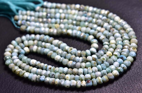 Larimar Rondelle Beads - 14 Inches - Natural Beautiful Faceted Larimar Rondelle Strand - Size Is 5 - 5.5mm #511