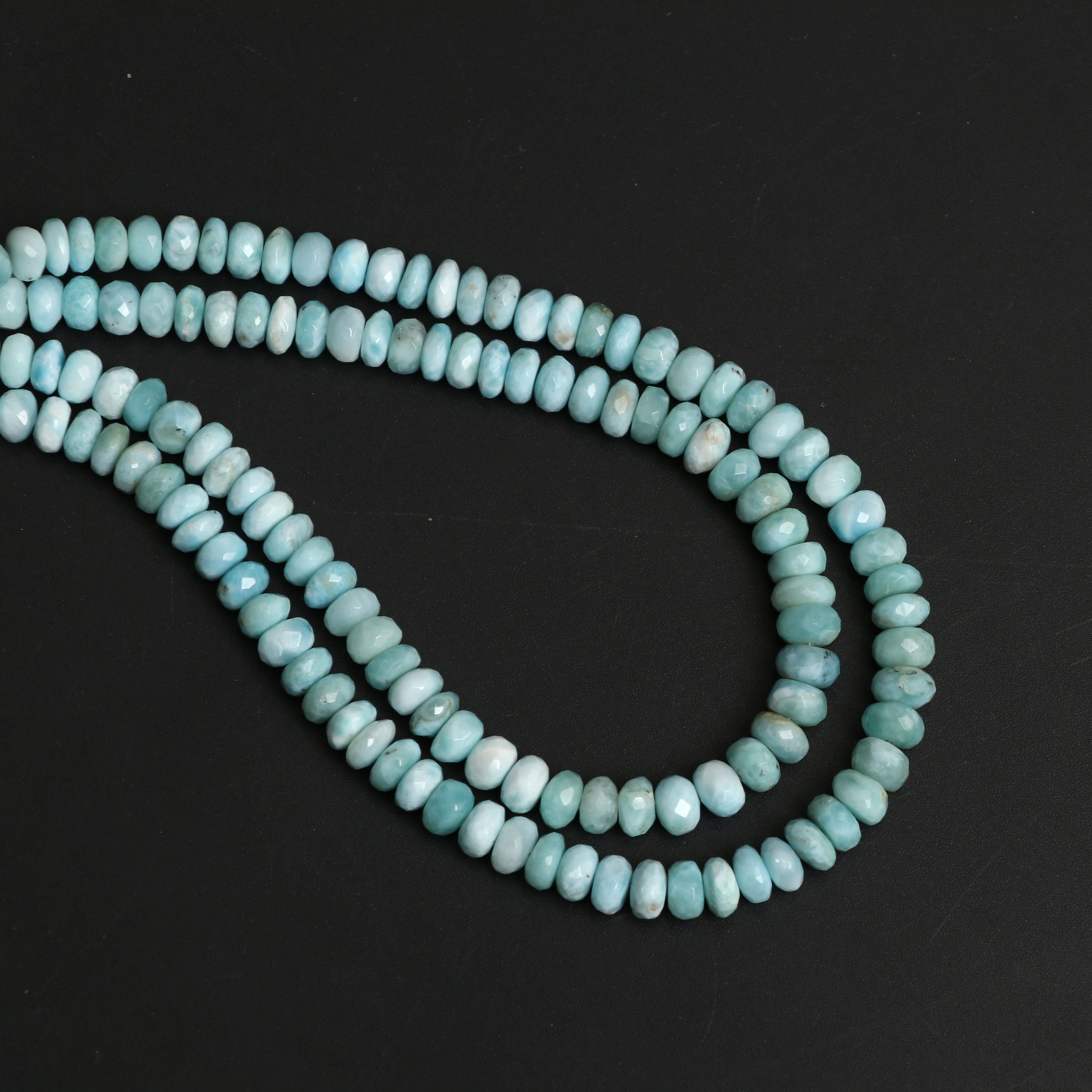Larimar Faceted Rondelle Beads, 4 Mm To 6.5 Mm And 6 Mm To 7 Mm, Larimar Jewelry Handmade Gift For Women, Price Per Strand