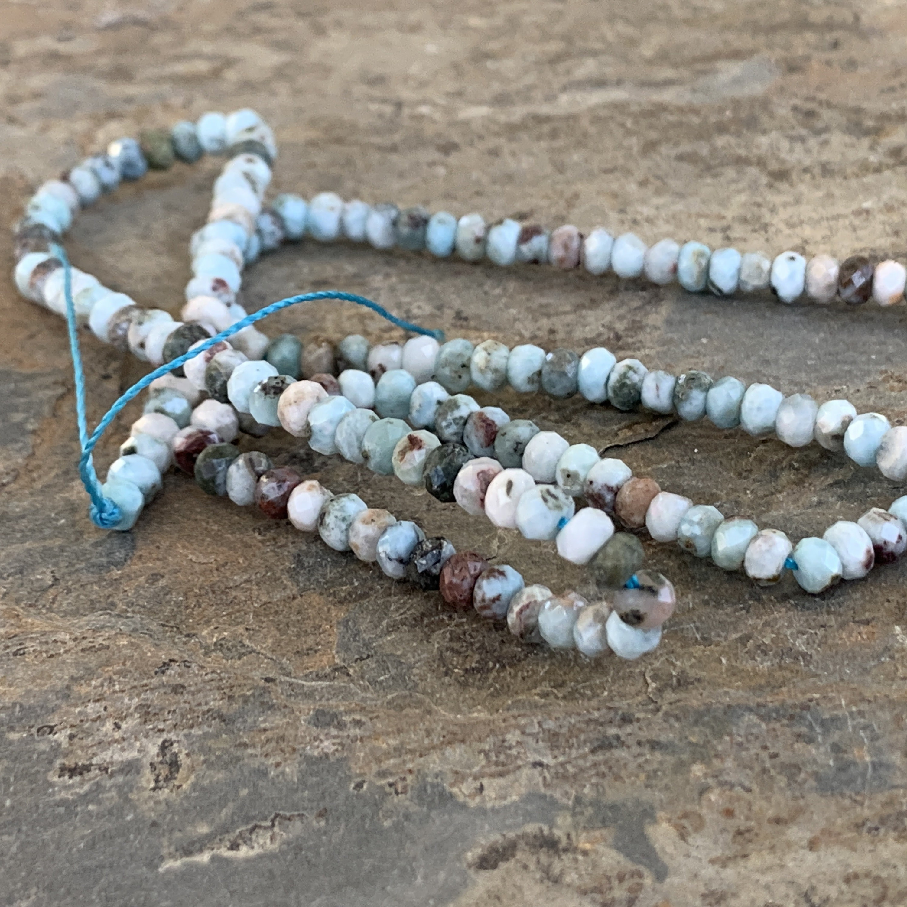 Larimar Faceted Rondelles, 4 X 2.5mm, 16 Inch Strand