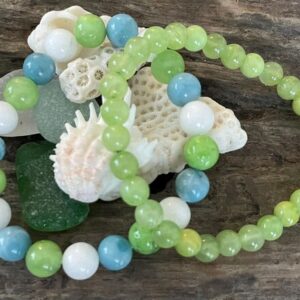 Larimar & Green Calcite Bracelet Duo: Stress Relief Gemstones