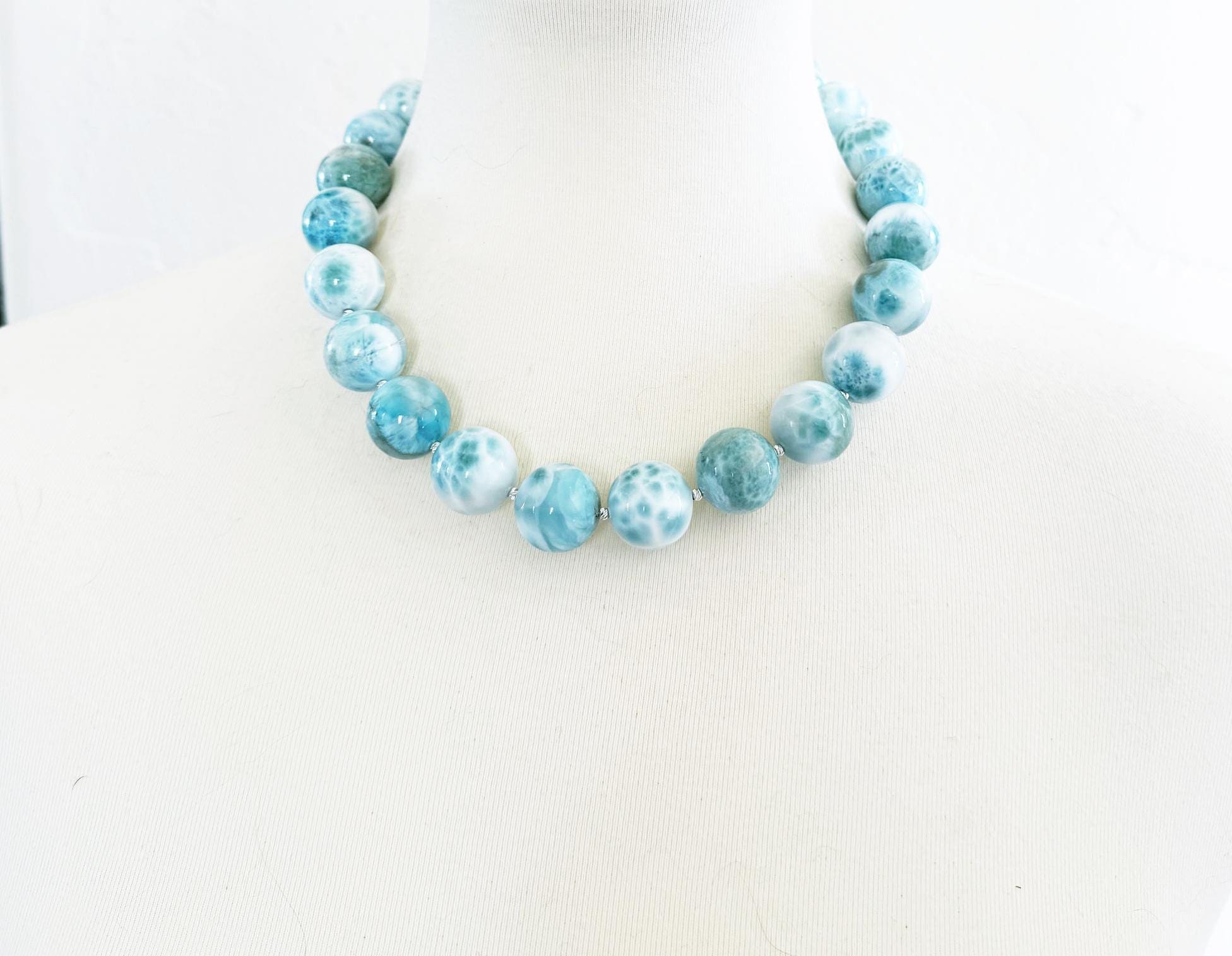 Larimar Necklace - 18mm Blue Dominican Handcrafted