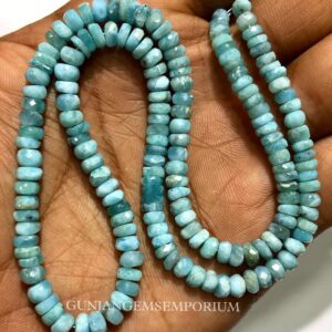 Aaa+ Larimar Beads Larimar Faceted Rondelle Beads Blue Larimar Rondelle Faceted Larimar Gemstone Natural Larimar Necklace Larimar Jewelry