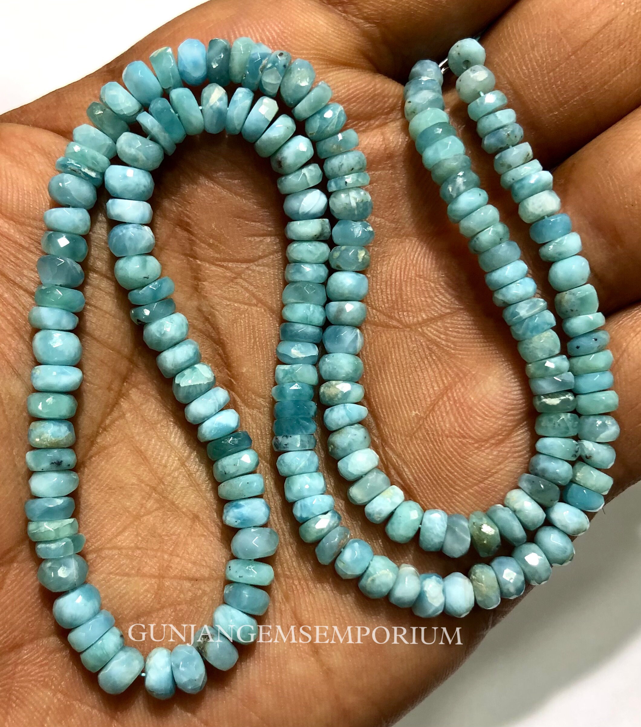 Aaa+ Larimar Beads Larimar Faceted Rondelle Beads Blue Larimar Rondelle Faceted Larimar Gemstone Natural Larimar Necklace Larimar Jewelry