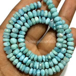 Aaa+ Larimar Beads Larimar Faceted Rondelle Beads Blue Larimar Rondelle Faceted Larimar Gemstone Natural Larimar Necklace Larimar Jewelry