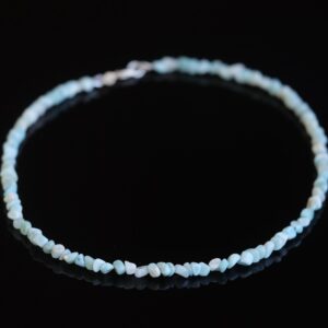 AAA Larimar Chip Irregular Chip Bead with 925 Sterling Silver Handmade 17'' Necklace (Dominican Republic)