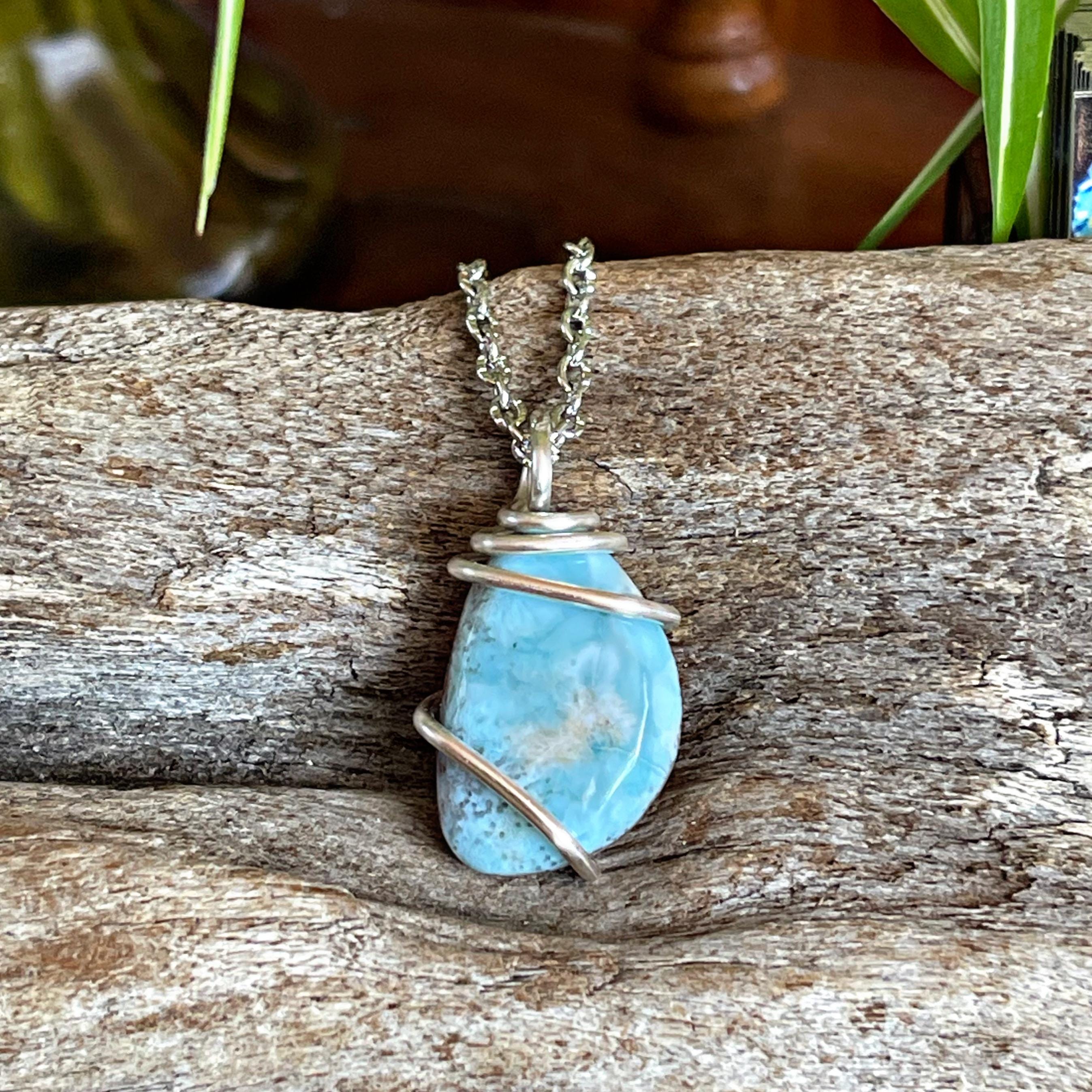 Larimar Necklace, Blue Gemstone Jewelry