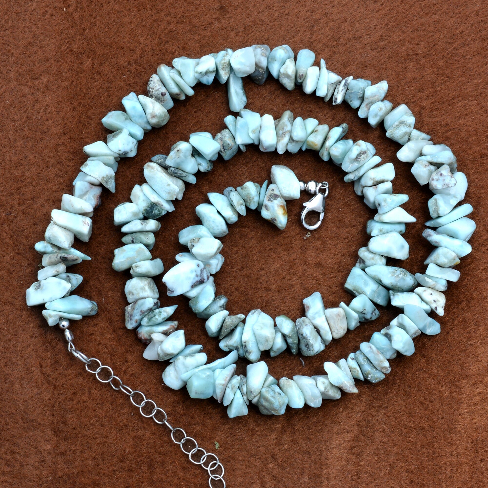 Larimar Chip And Nugget Necklace, Gemstone Beaded Jewelry