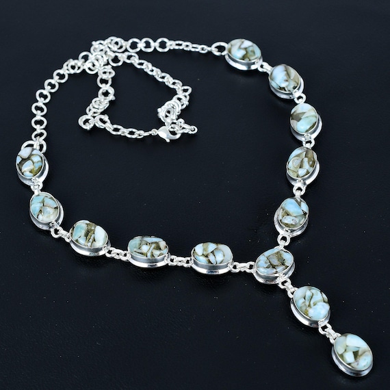 Copper Larimar Necklace: Handmade Sterling Silver Gemstone Jewelry