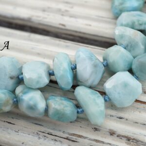 Larimar faceted beads 7.5-17mm (ETB00804) Rare/Unique jewelry/Vintage jewelry/Gemstone necklace
