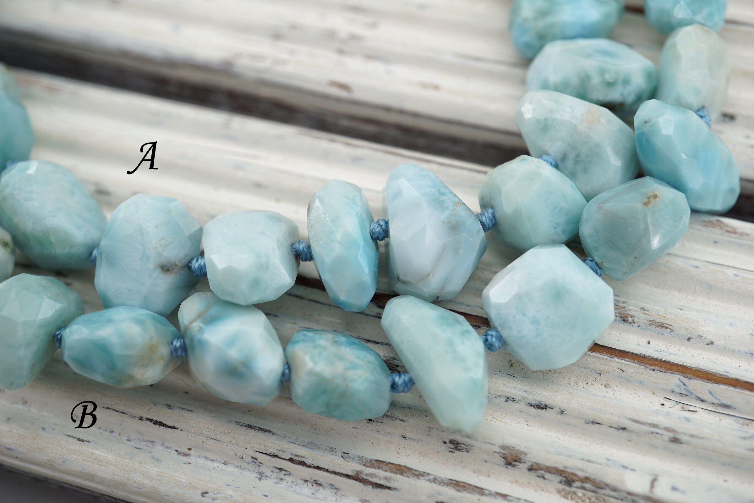 Larimar Faceted Beads 7.5-17mm (etb00804) Rare/unique Jewelry/vintage Jewelry