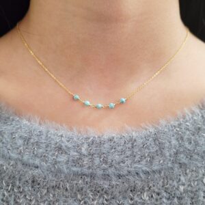 Larimar Necklace, Gemstone Necklace / Handmade Jewelry / Necklaces For Women, Simple Gold Necklace, Layered Choker, Choker Necklace, Boho