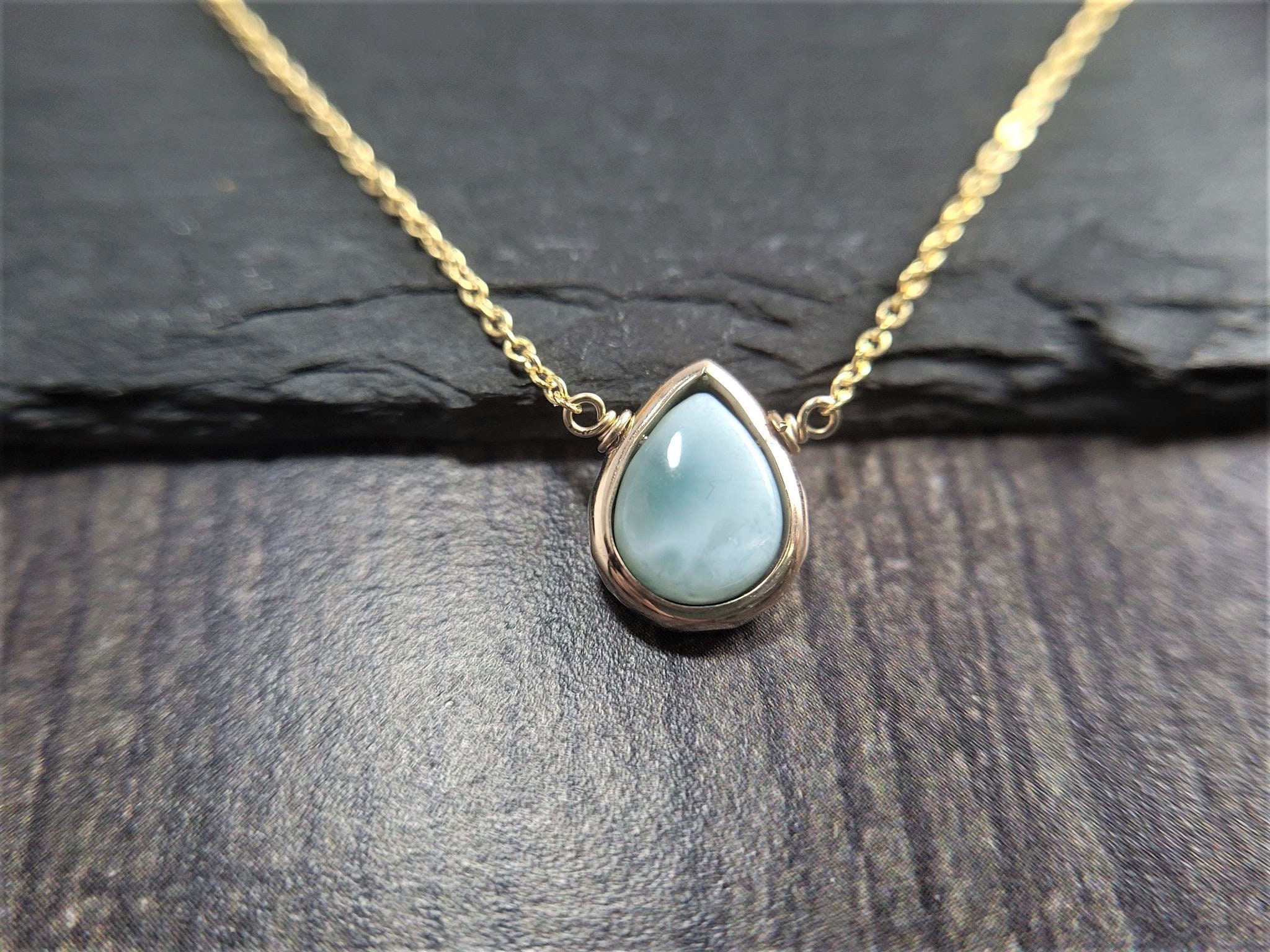 Larimar Necklace, Gemstone Necklace / Handmade Jewelry / Simple Gold Necklace, , Necklaces For Women, Stress Relief, Gemstone Choker, Dainty