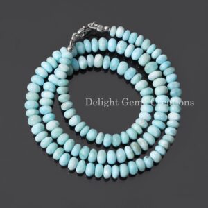 Genuine Natural Larimar Beaded Necklace, 5-6mm Dominican Larimar Smooth Rondelle Beads Necklace, Larimar Jewelry, Statement Necklace, Gift