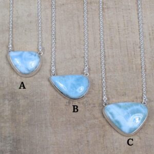 Handmade Larimar Necklace: 925 Sterling Silver Gemstone Chain