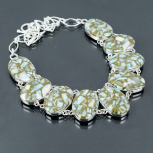 Handmade Copper Larimar Necklace: Sterling Silver Adjustable Chain