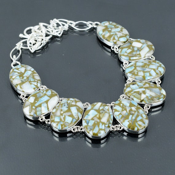 Handmade Copper Larimar Necklace: Sterling Silver Adjustable Chain