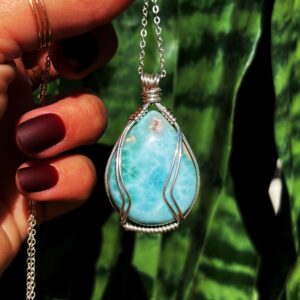 Larimar Necklace - in sterling silver - Throat Chakra Stone - Soulmate Stone - Larimar crystal - crystal necklace