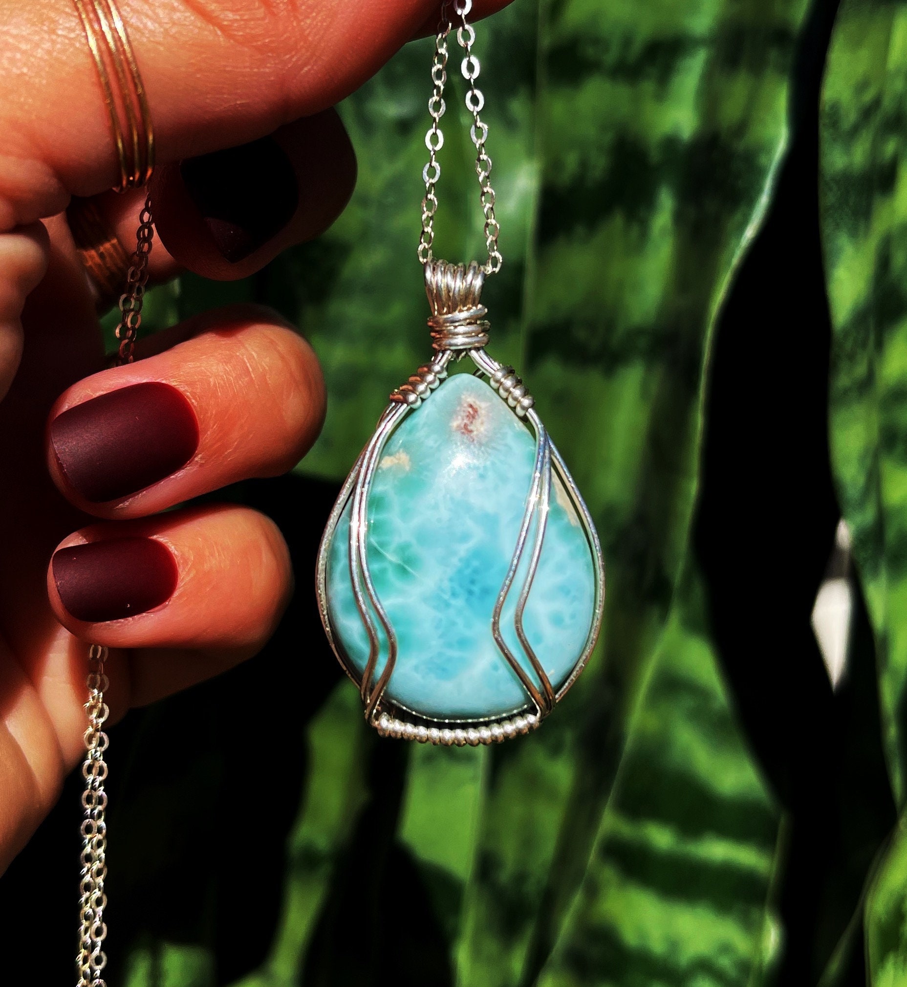 Larimar Necklace - In Sterling Silver - Throat Chakra Stone - Soulmate Stone - Larimar Crystal - Crystal Necklace