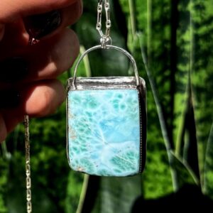 Larimar Necklace - in sterling silver - Throat Chakra Stone - Soulmate Stone - Larimar crystal